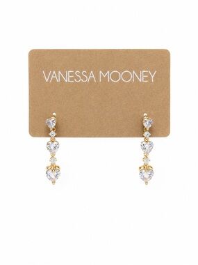 Vanessa Mooney Gold Heart Crystal Drop Earrings